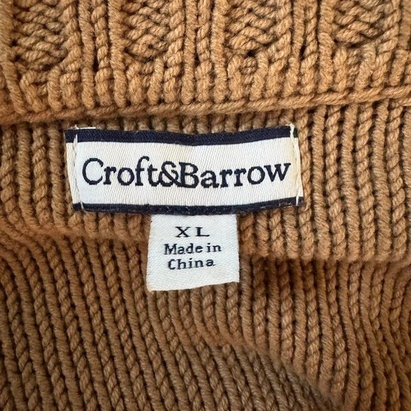 Croft & Barrow Brown Cable Knit Cardigan Sweater XL Oversized Button Front - Picture 8 of 8